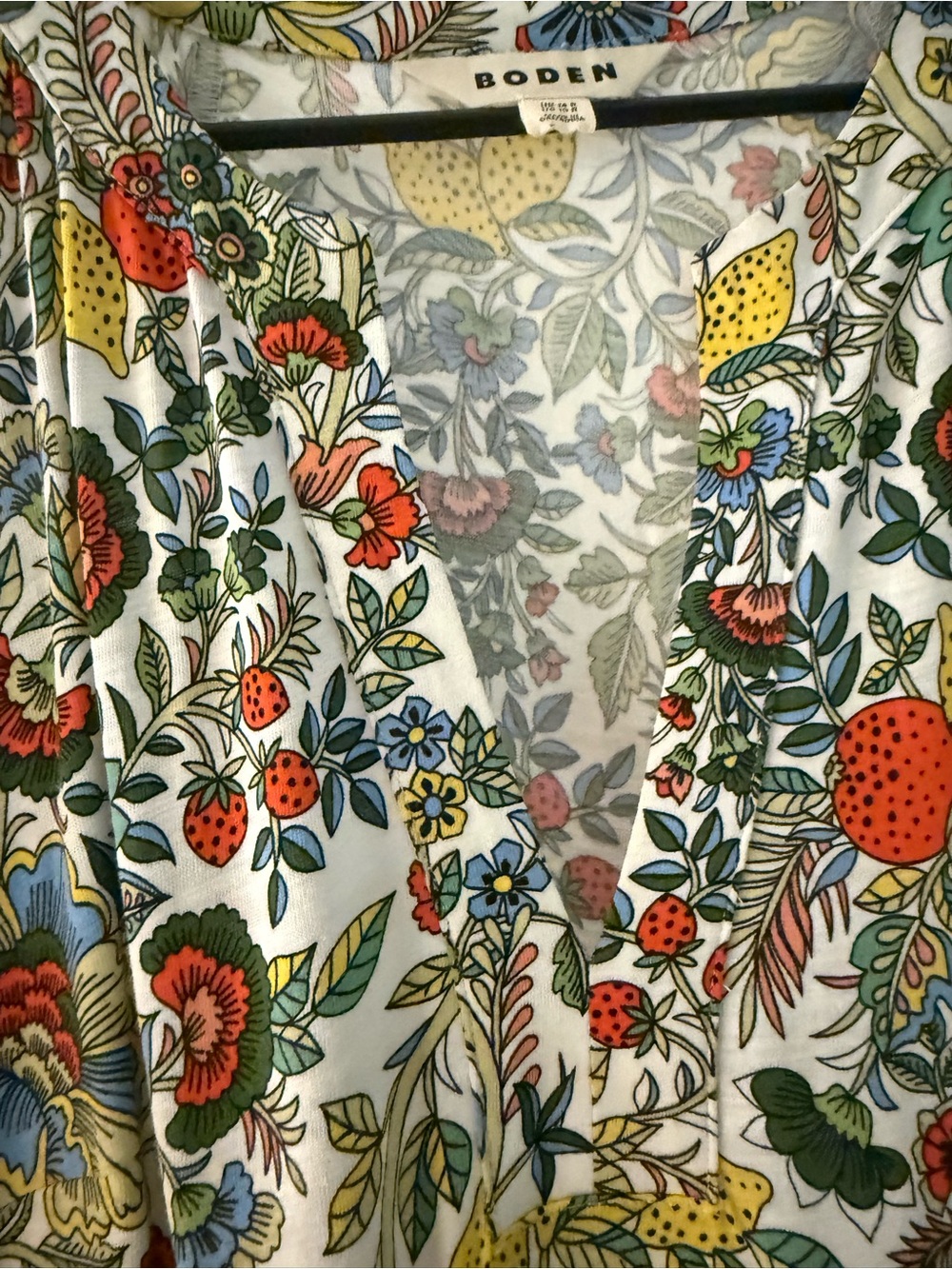 Boden Floral Tiered V-Neck Dress in Multi-Color - L - Picture 4 of 5